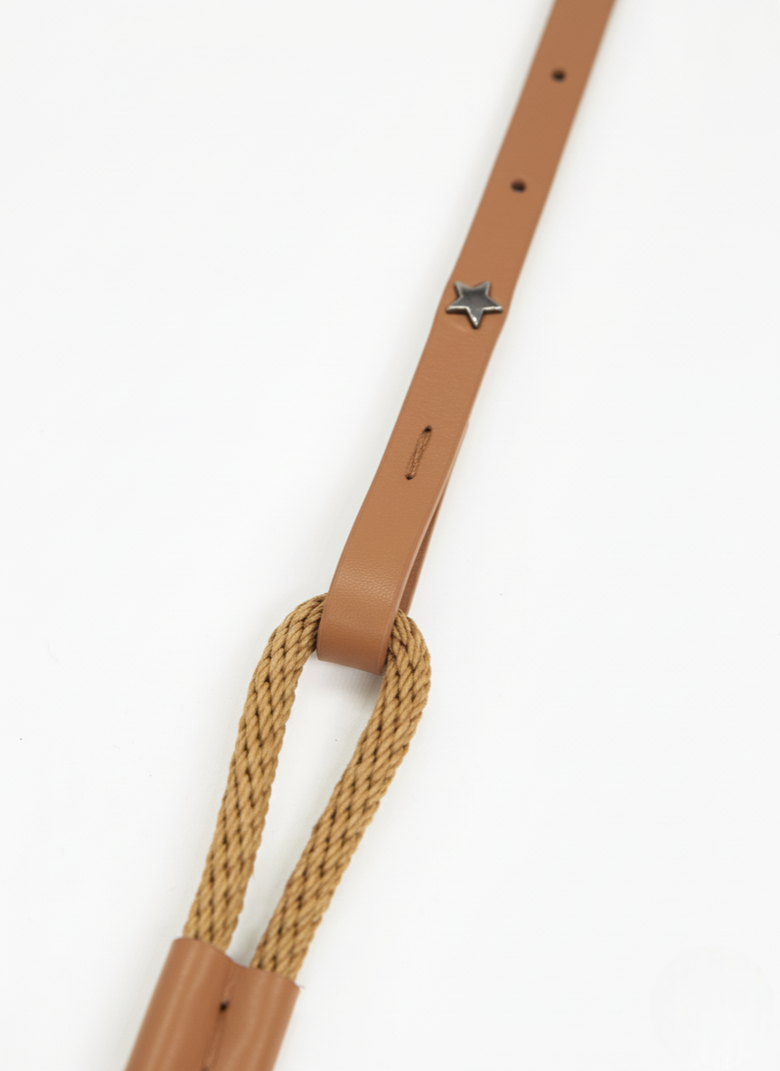 LEATHER AND ROPE BELT