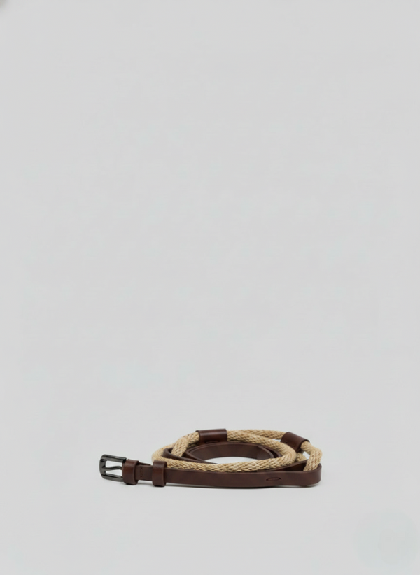 CINTURA IN PELLE E CORDA