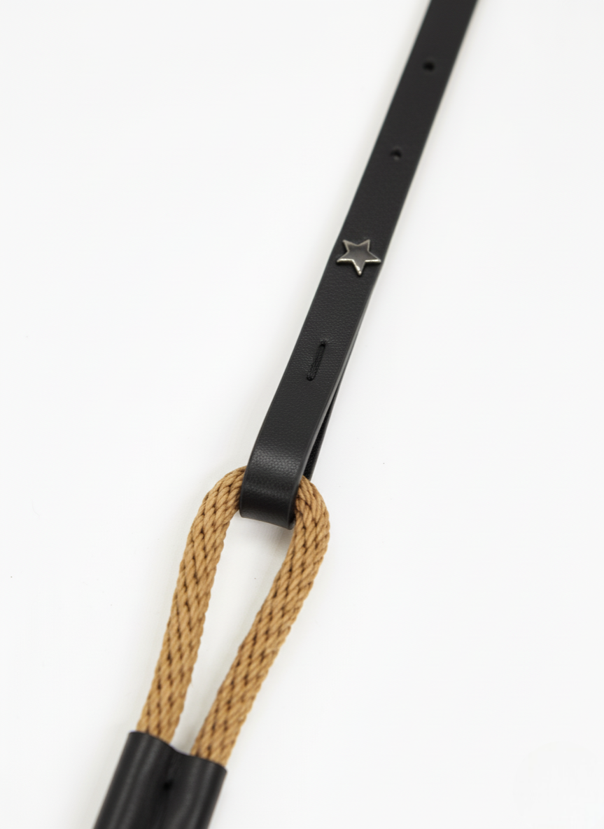 LEATHER AND ROPE BELT