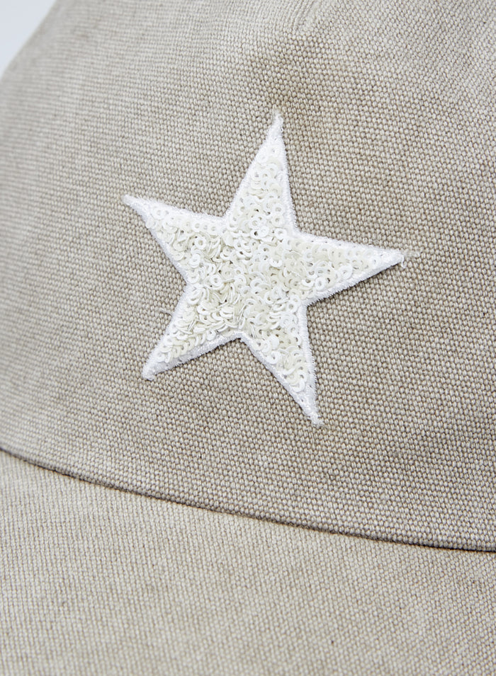 COTTON CANVAS BASEBALL CAP WITH SEQUIN EMBROIDERY