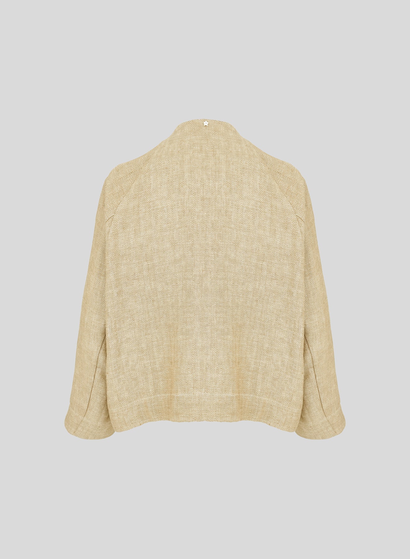 LINEN HERRINGBONE JACKET WITH ASYMMETRIC CLOSURE