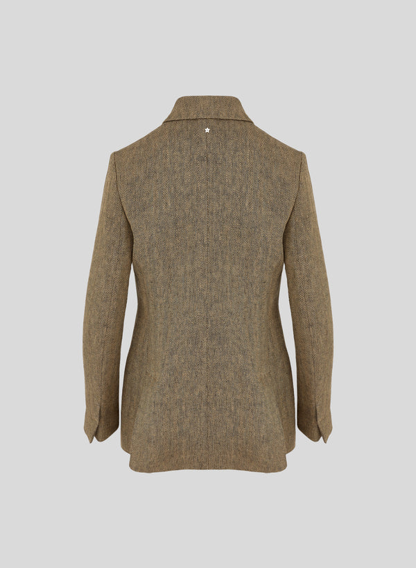 DOUBLE-BREASTED HERRINGBONE LINEN JACKET