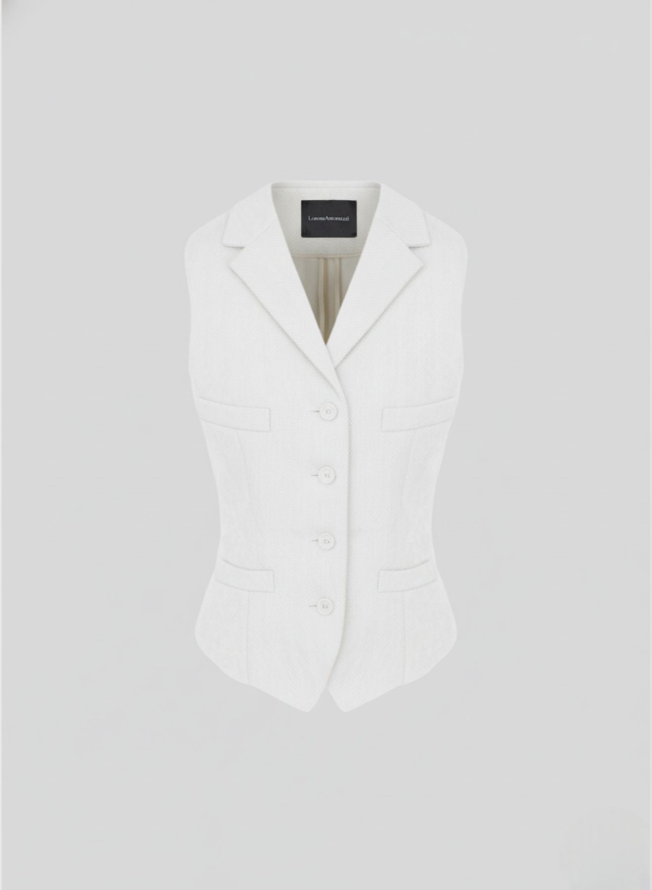 SINGLE-BREASTED HERRINGBONE LINEN WAISTCOAT