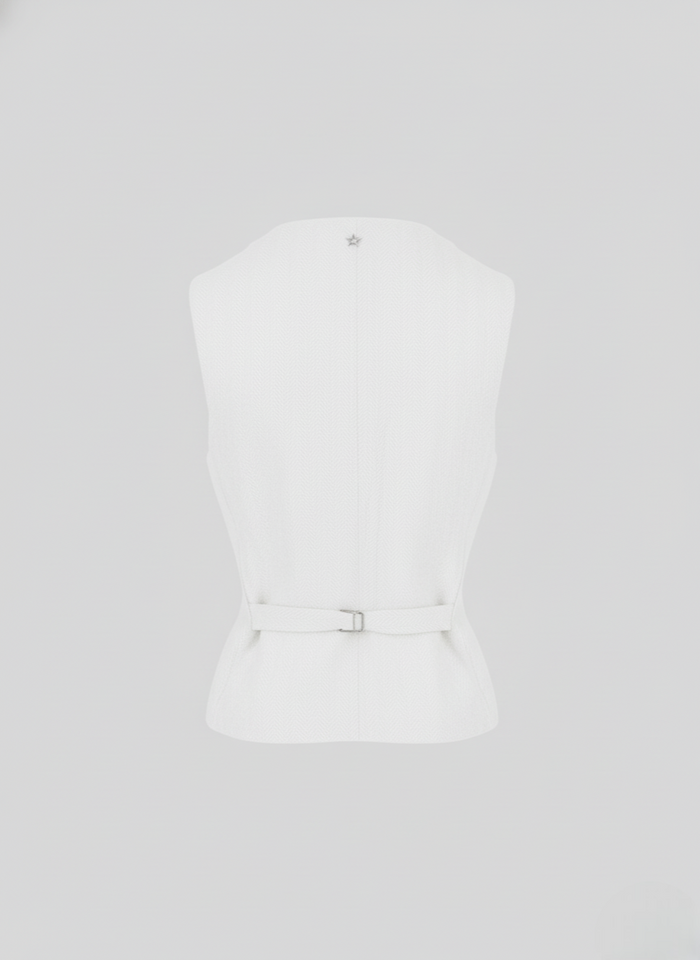 SINGLE-BREASTED HERRINGBONE LINEN WAISTCOAT