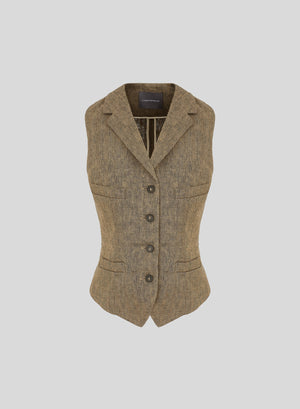 GILET MONOPETTO IN RESCA DI LINO