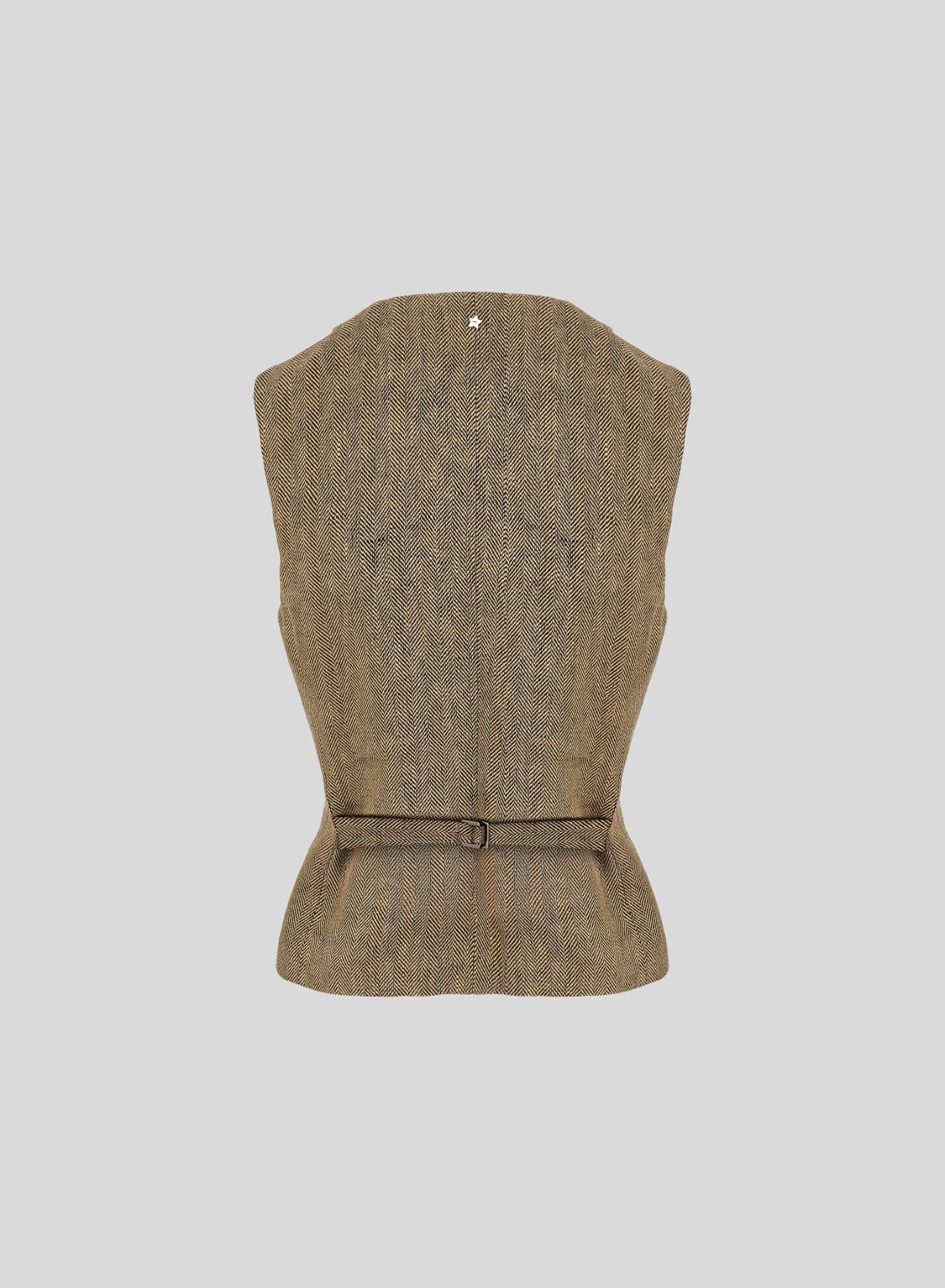 SINGLE-BREASTED HERRINGBONE LINEN WAISTCOAT