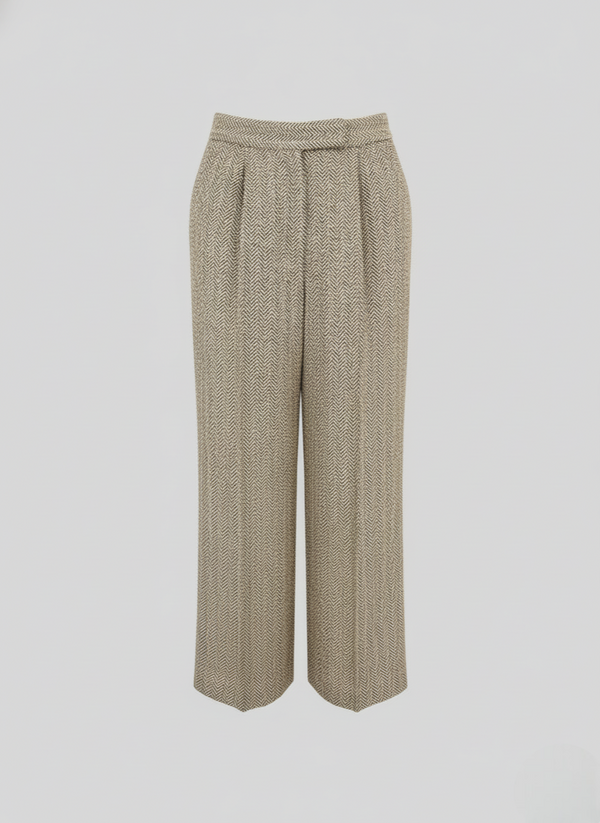 LINEN HERRINGBONE TAILORED TROUSERS
