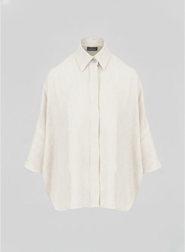 OVERSIZED LINEN AND VISCOSE BLEND SHIRT