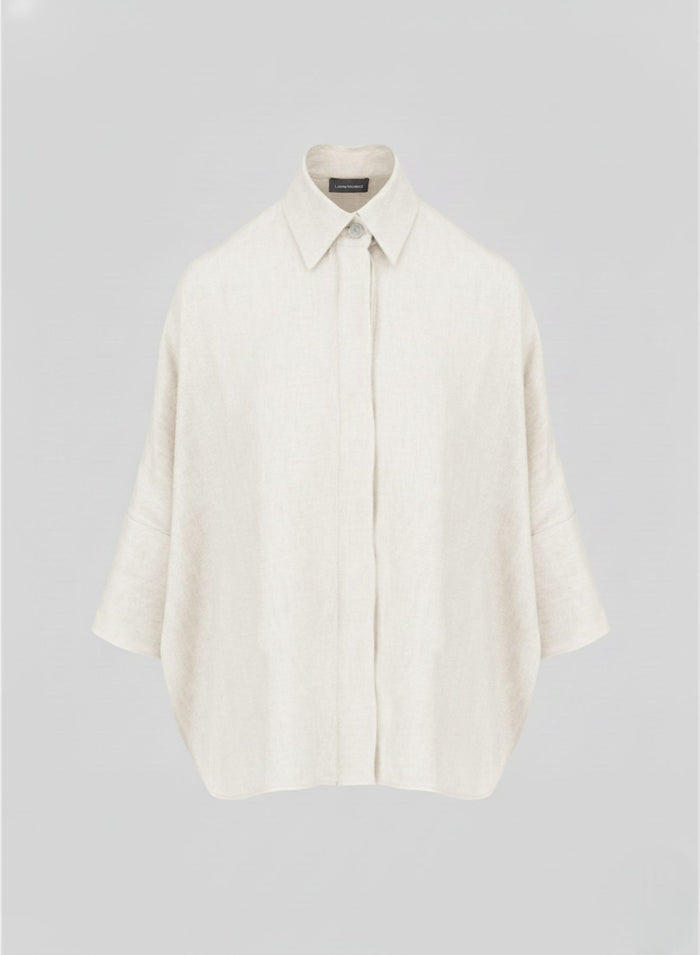 OVERSIZED LINEN AND VISCOSE BLEND SHIRT