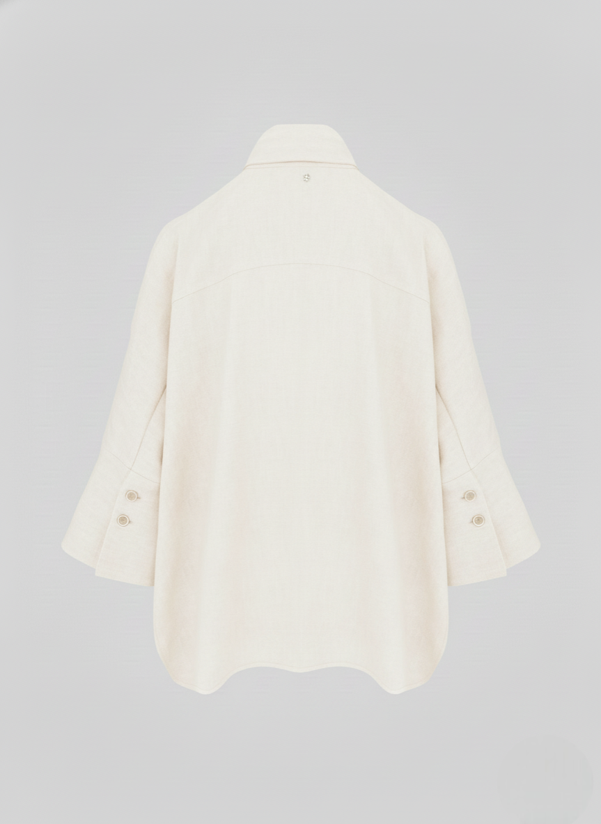 OVERSIZED LINEN AND VISCOSE BLEND SHIRT