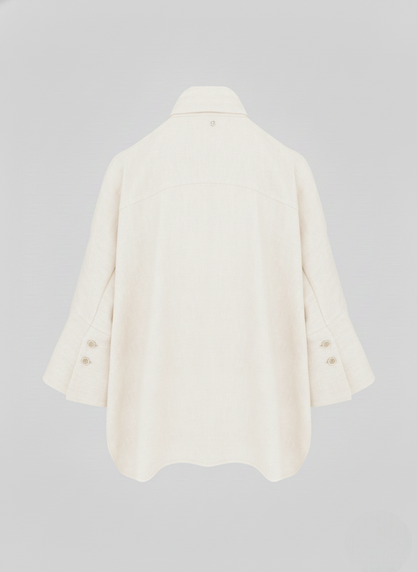 OVERSIZED LINEN AND VISCOSE BLEND SHIRT