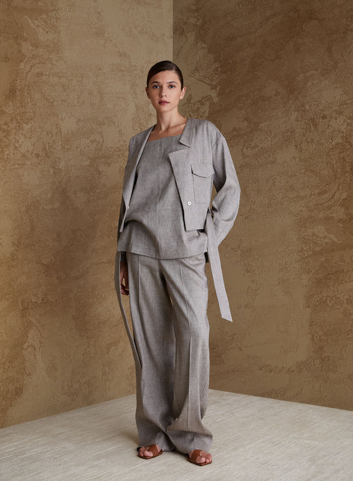 LINEN AND VISCOSE BLEND SAHARA JACKET
