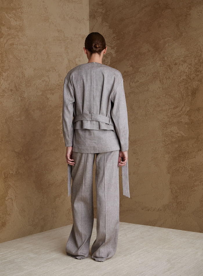 LINEN AND VISCOSE BLEND SAHARA JACKET