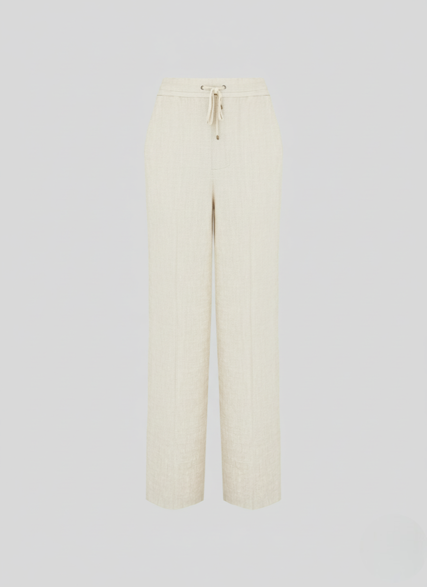 WIDE LEG TROUSERS IN LINEN AND VISCOSE BLEND