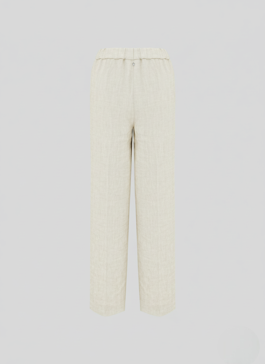 WIDE LEG TROUSERS IN LINEN AND VISCOSE BLEND