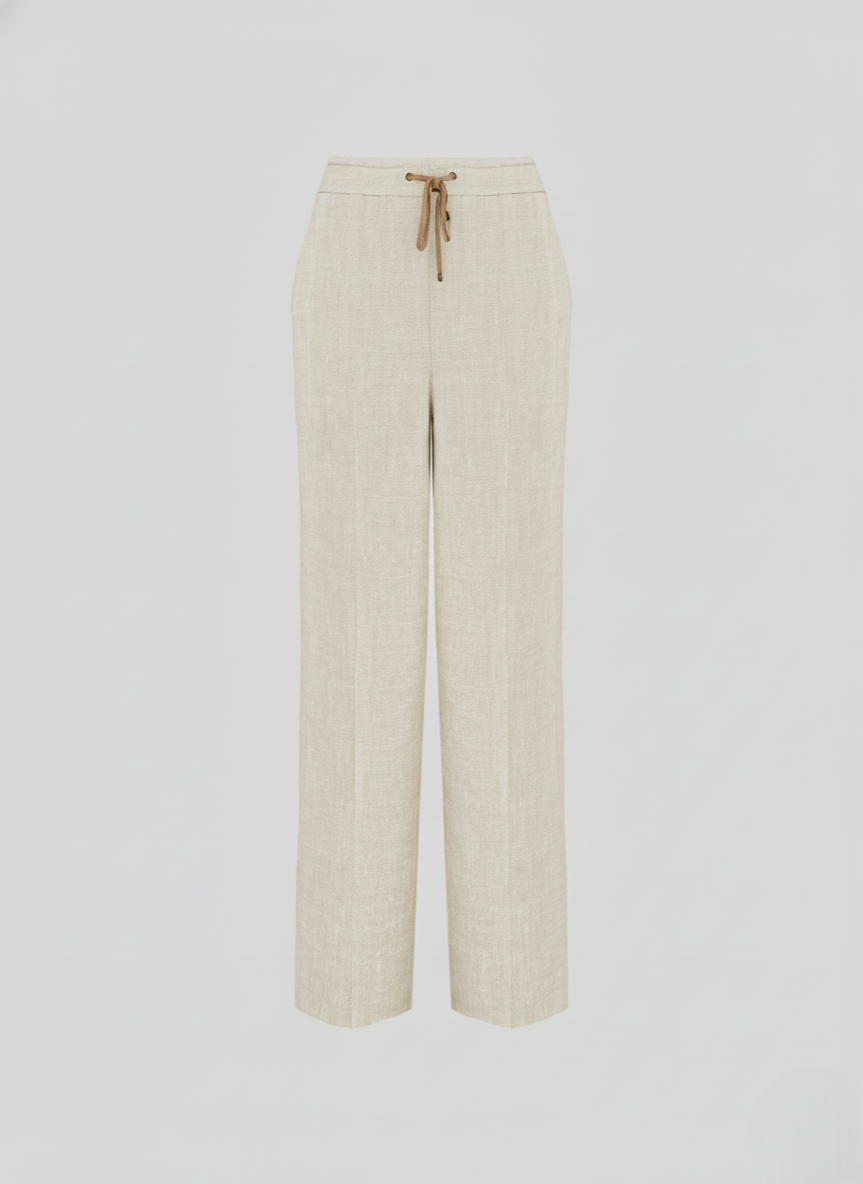 WIDE LEG TROUSERS IN LINEN AND VISCOSE BLEND