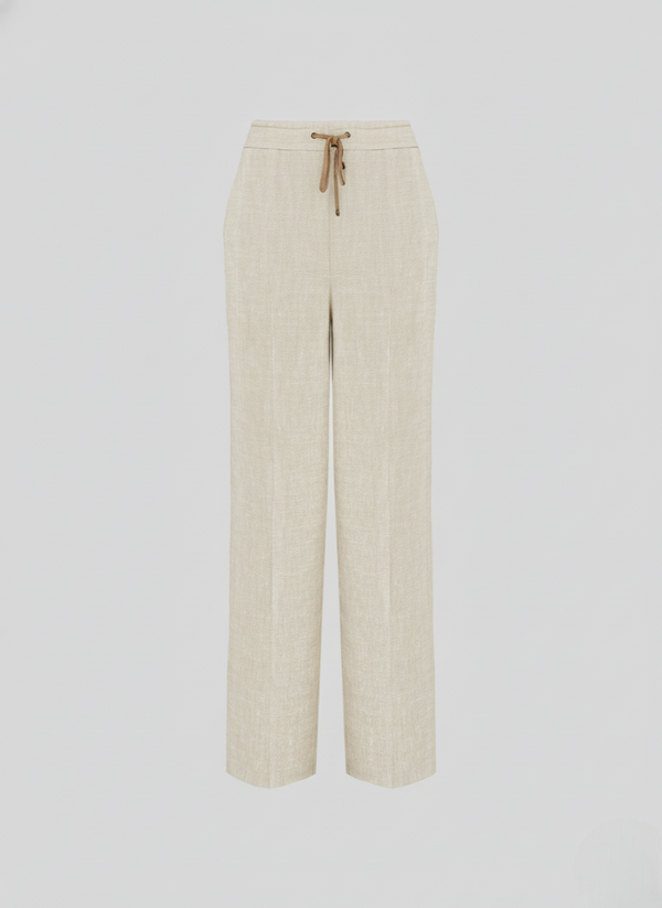 WIDE LEG TROUSERS IN LINEN AND VISCOSE BLEND