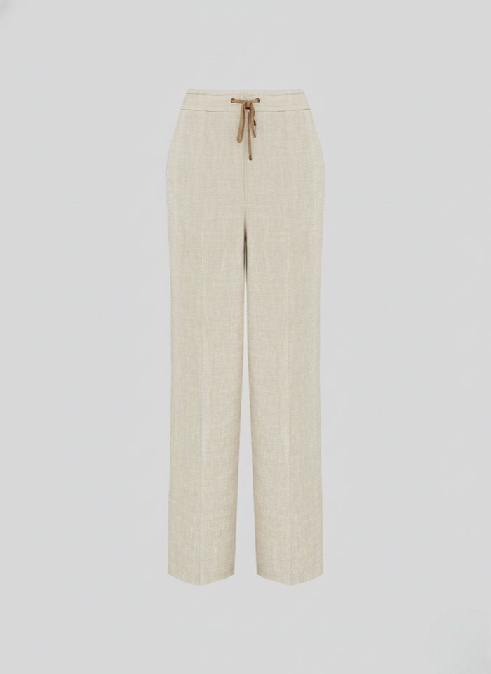WIDE LEG TROUSERS IN LINEN AND VISCOSE BLEND