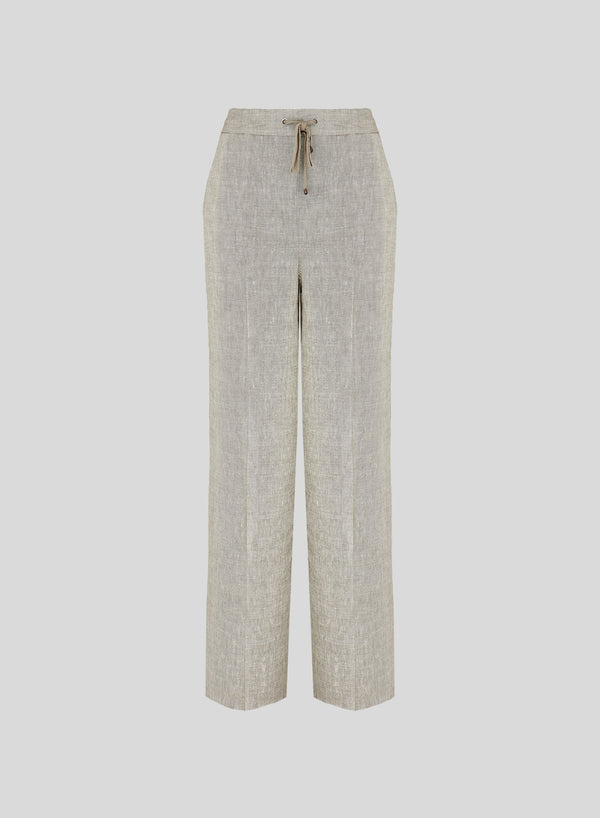 WIDE LEG TROUSERS IN LINEN AND VISCOSE BLEND