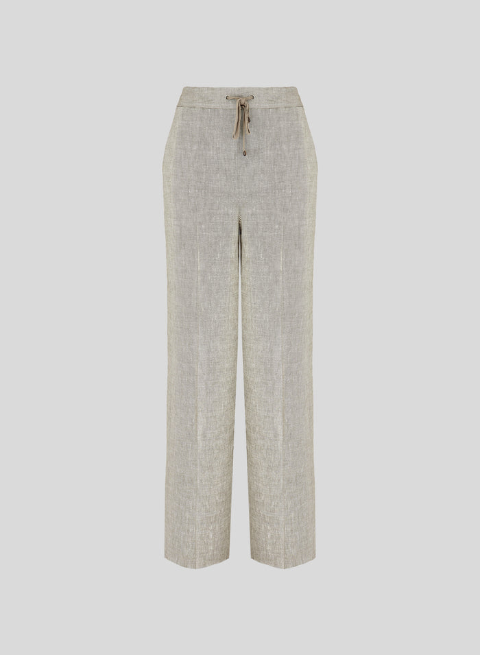 WIDE LEG TROUSERS IN LINEN AND VISCOSE BLEND