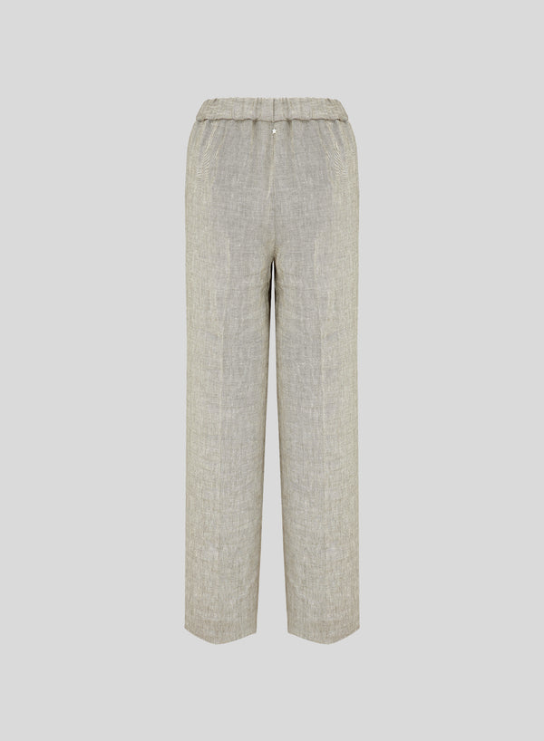 WIDE LEG TROUSERS IN LINEN AND VISCOSE BLEND