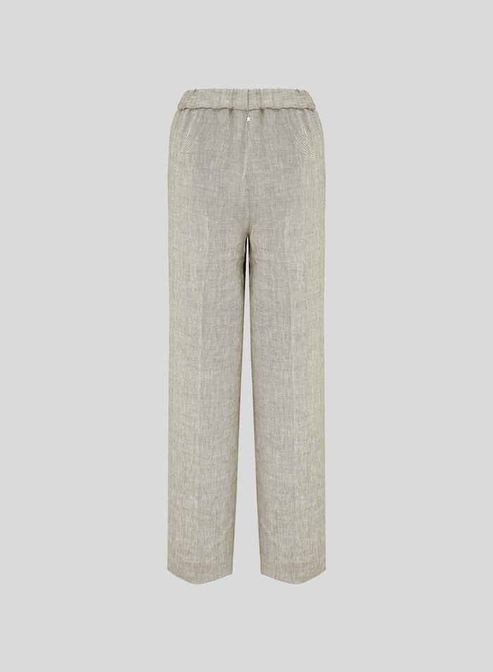 WIDE LEG TROUSERS IN LINEN AND VISCOSE BLEND
