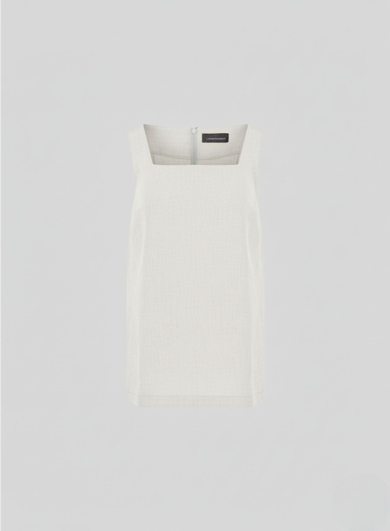 SQUARE-NECK TOP IN LINEN AND VISCOSE BLEND