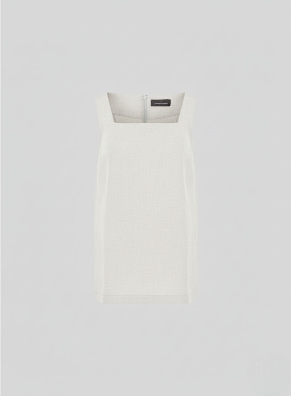 SQUARE-NECK TOP IN LINEN AND VISCOSE BLEND