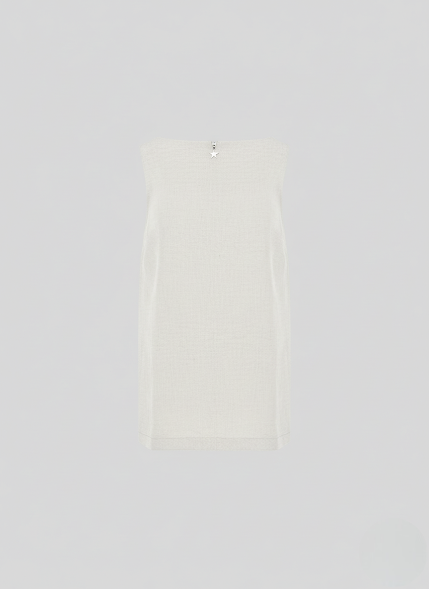 SQUARE-NECK TOP IN LINEN AND VISCOSE BLEND