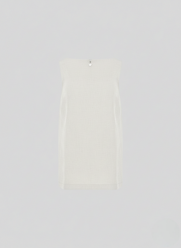 SQUARE-NECK TOP IN LINEN AND VISCOSE BLEND