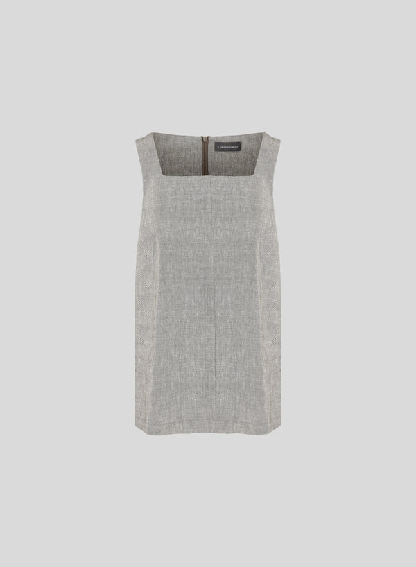 SQUARE-NECK TOP IN LINEN AND VISCOSE BLEND