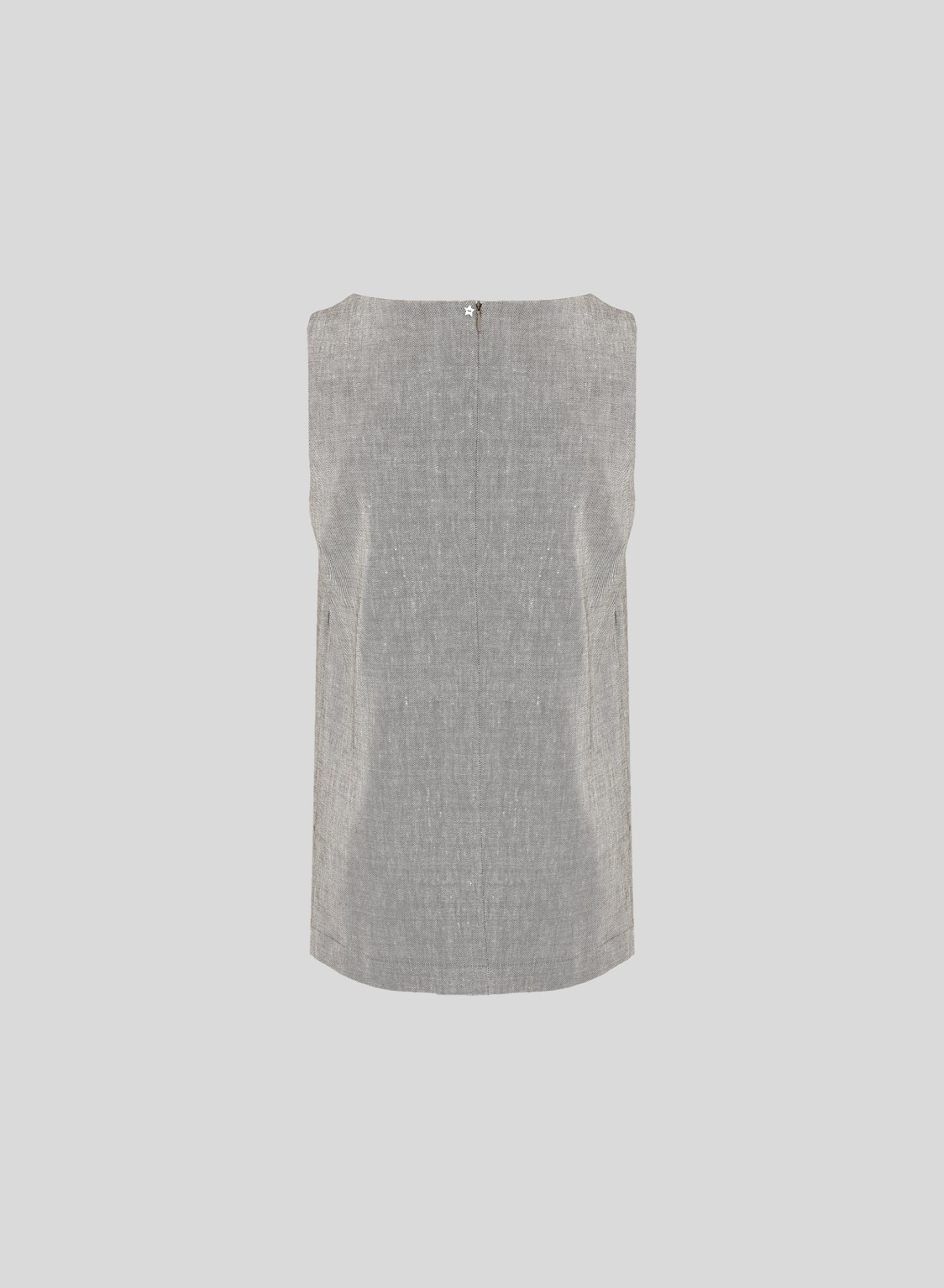 SQUARE-NECK TOP IN LINEN AND VISCOSE BLEND