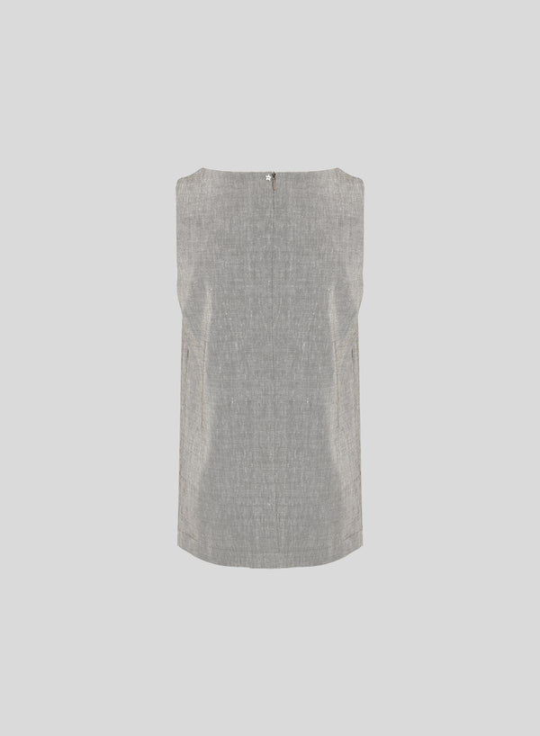 SQUARE-NECK TOP IN LINEN AND VISCOSE BLEND
