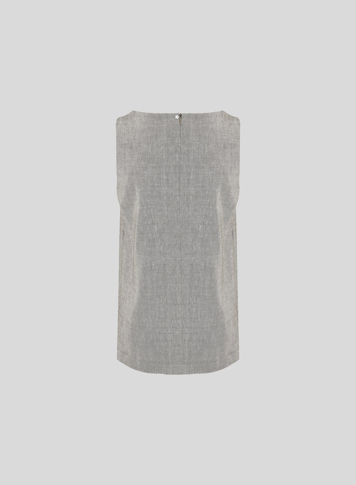 SQUARE-NECK TOP IN LINEN AND VISCOSE BLEND