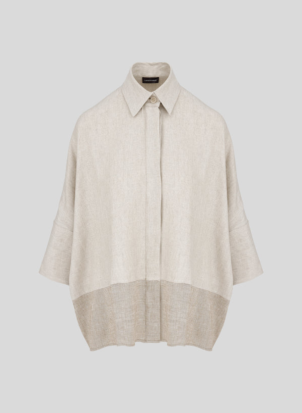 CAMICIA OVERSIZE IN MELANGE DI LINO E VISCOSA