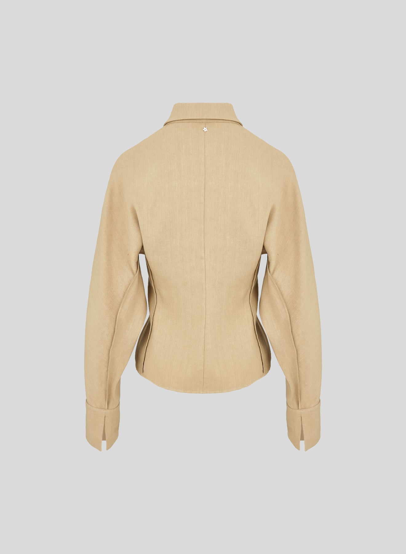STRETCH LINEN BLEND WRAP SHIRT