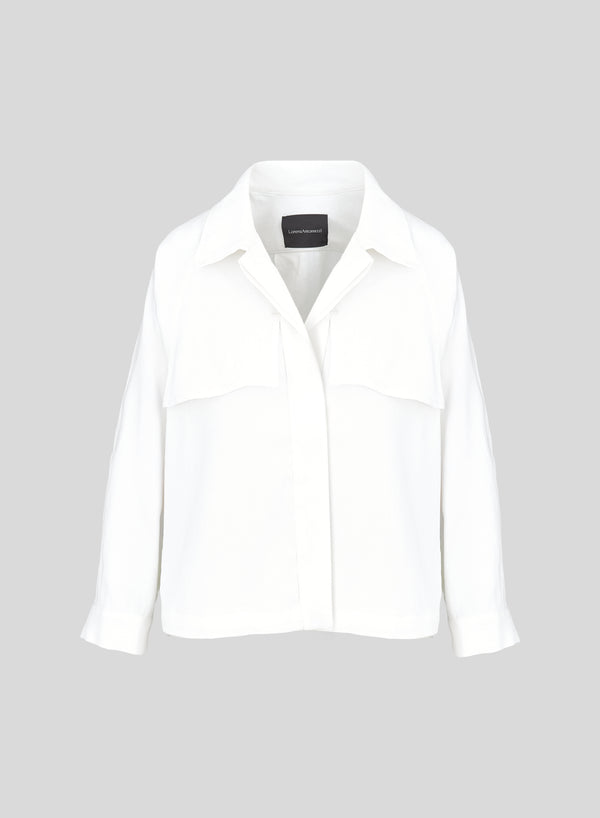 STRETCH LINEN AND VISCOSE SHIRT JACKET