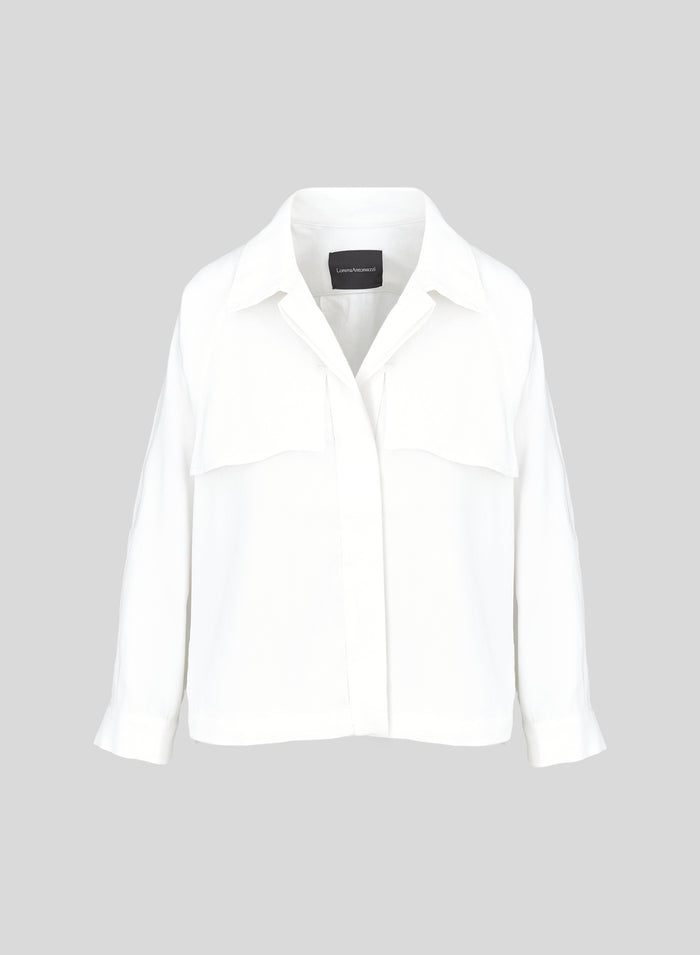 STRETCH LINEN AND VISCOSE SHIRT JACKET
