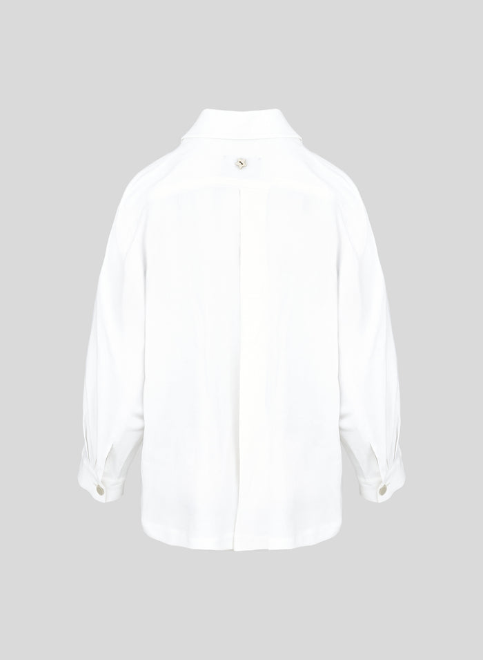 STRETCH LINEN AND VISCOSE SHIRT JACKET