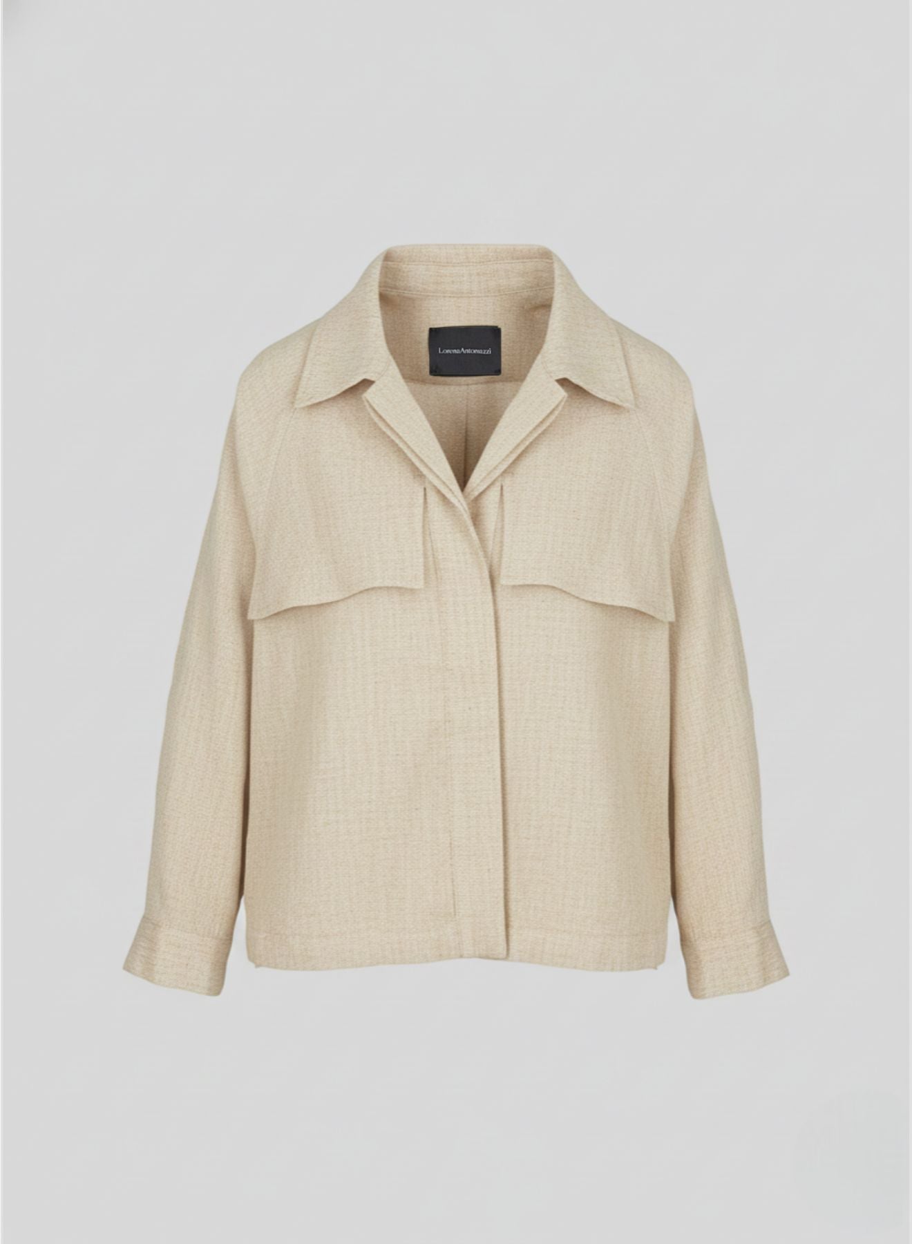 STRETCH LINEN AND VISCOSE SHIRT JACKET