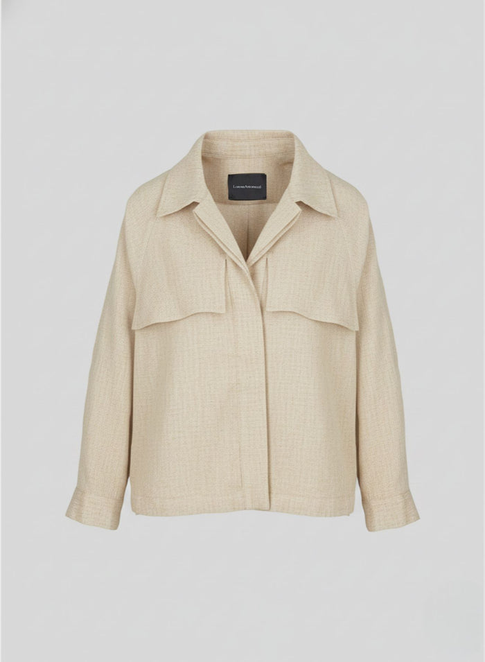 STRETCH LINEN AND VISCOSE SHIRT JACKET