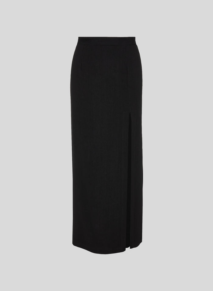 LINEN AND VISCOSE LONG SKIRT
