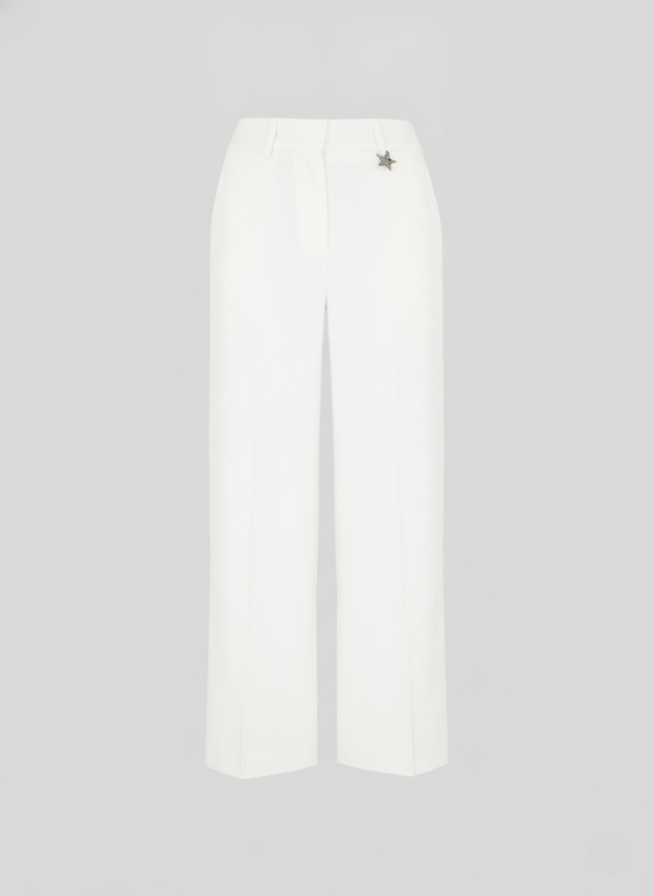 PANTALONI SARTORIALI IN LINO E VISCOSA STRETCH CON DETTAGLI IN RAMIE