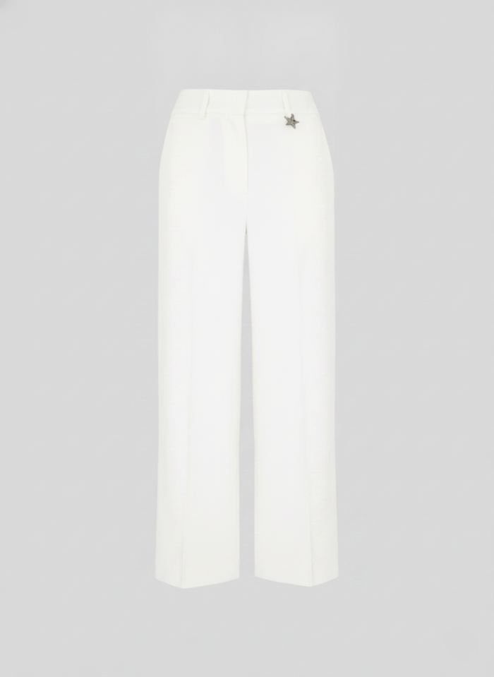 PANTALONI SARTORIALI IN LINO E VISCOSA STERTCH CON DETTAGLI IN RAMIE