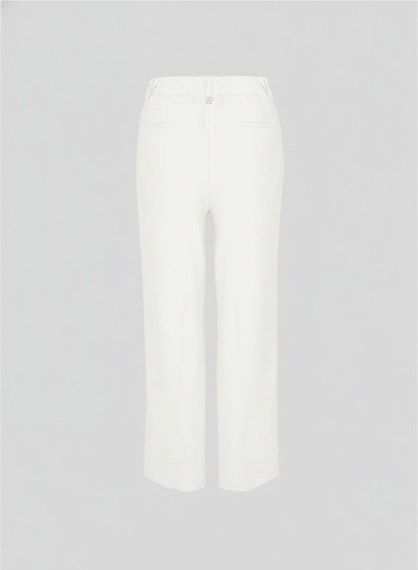 PANTALONI SARTORIALI IN LINO E VISCOSA STRETCH CON DETTAGLI IN RAMIE