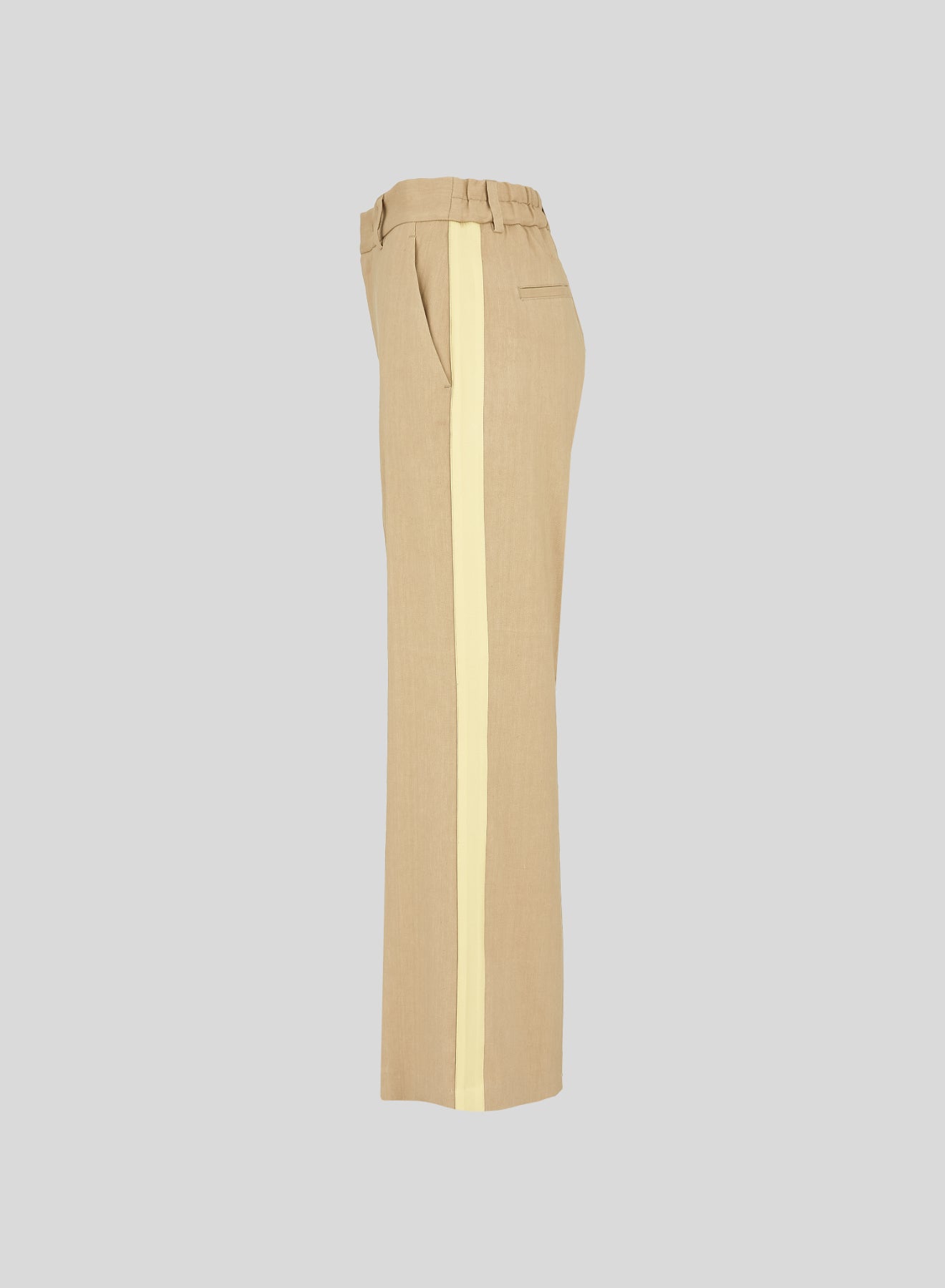PANTALONI SARTORIALI IN LINO E VISCOSA STRETCH CON DETTAGLI IN RAMIE