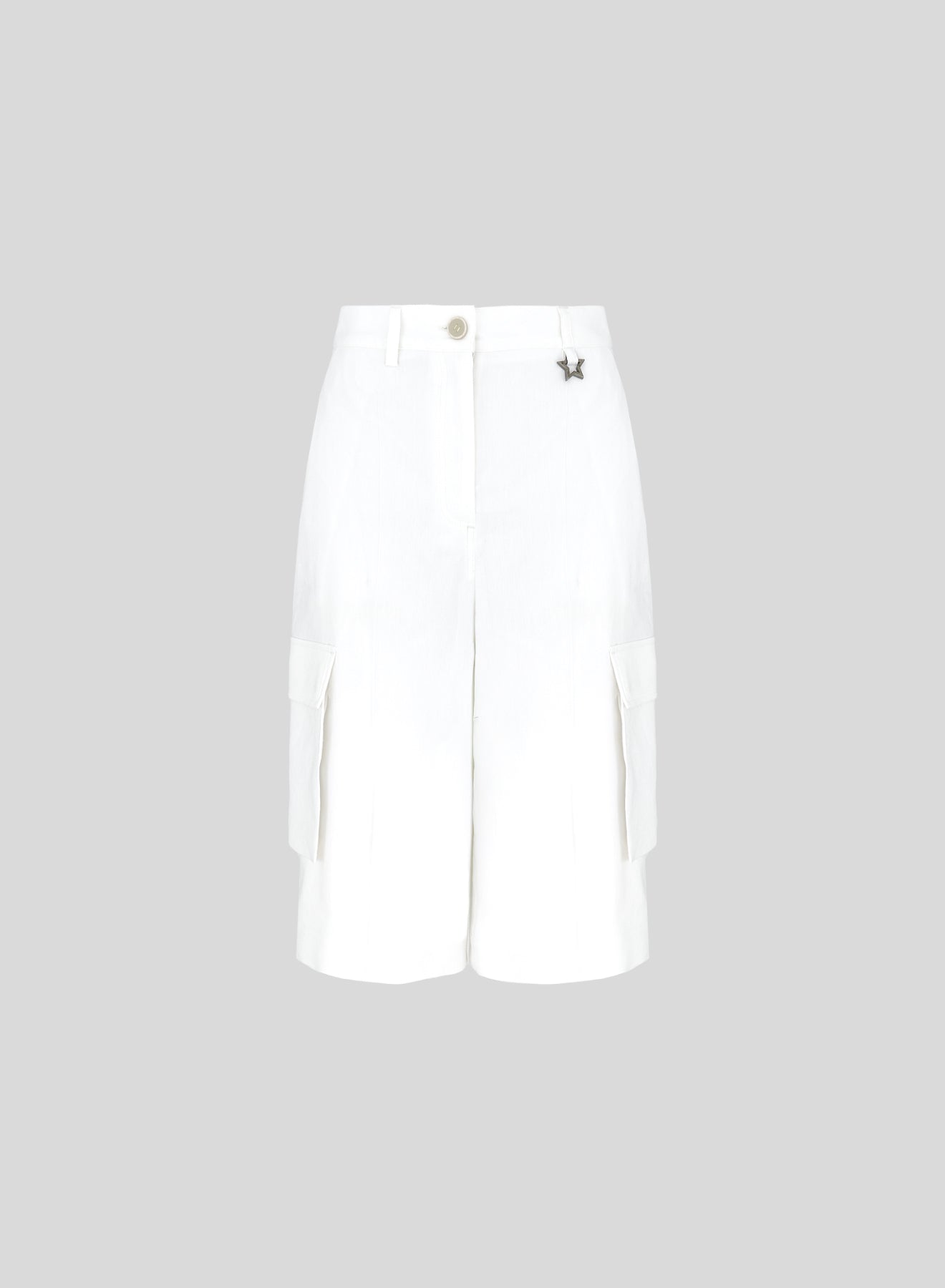 STRETCH LINEN AND VISCOSE CARGO SHORTS