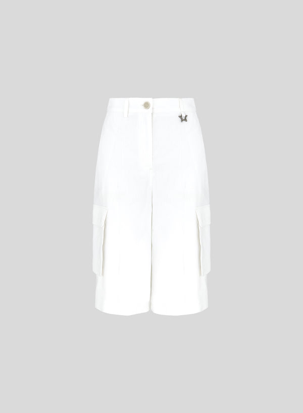 STRETCH LINEN AND VISCOSE CARGO SHORTS