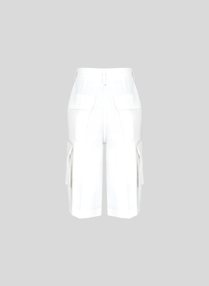 STRETCH LINEN AND VISCOSE CARGO SHORTS