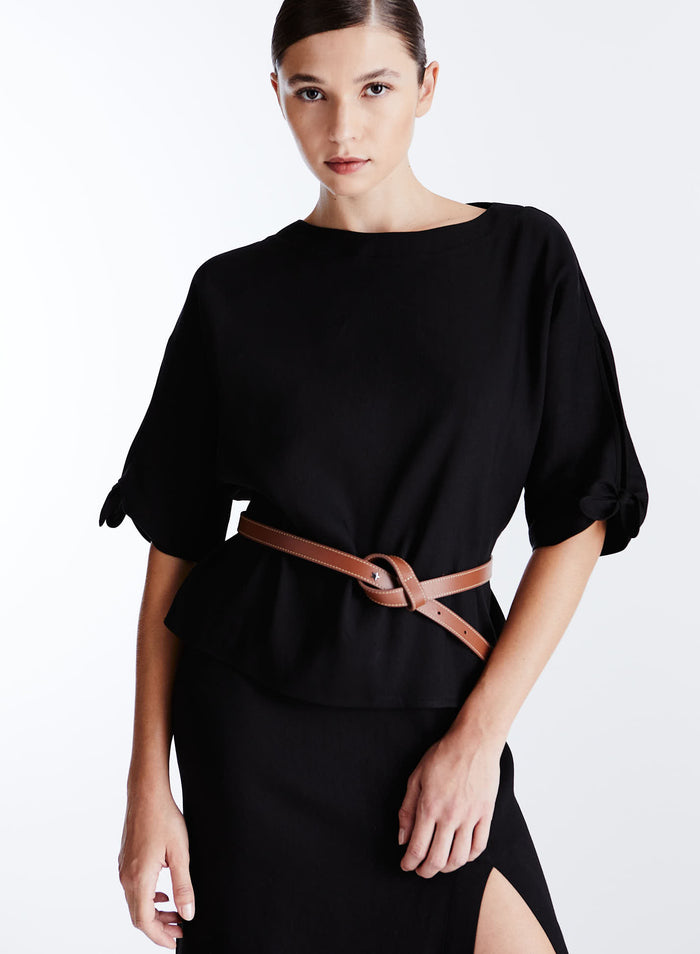 OVERSIZED LINEN AND VISCOSE T-SHIRT